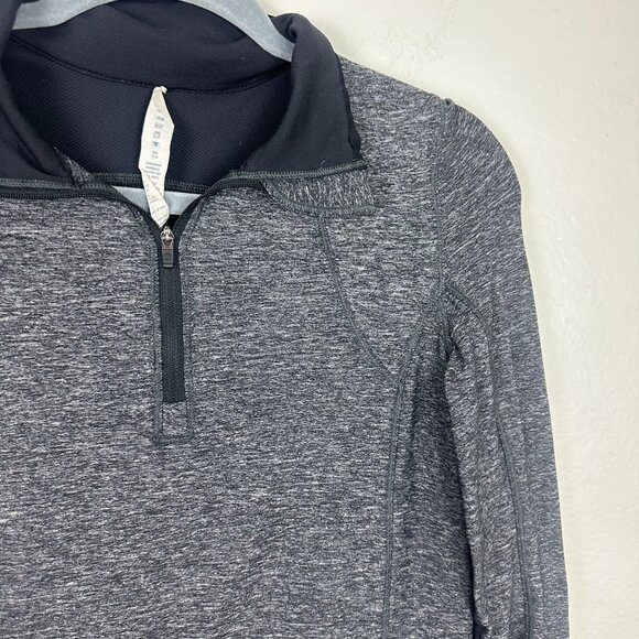 Lululemon Pace Pusher 1/2 Zip Heathered Black / Black 6 Luon Light Athletic - Picture 3 of 11